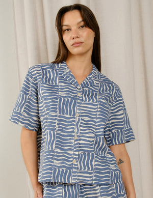 Shirt Torup Wave Tiles Blue