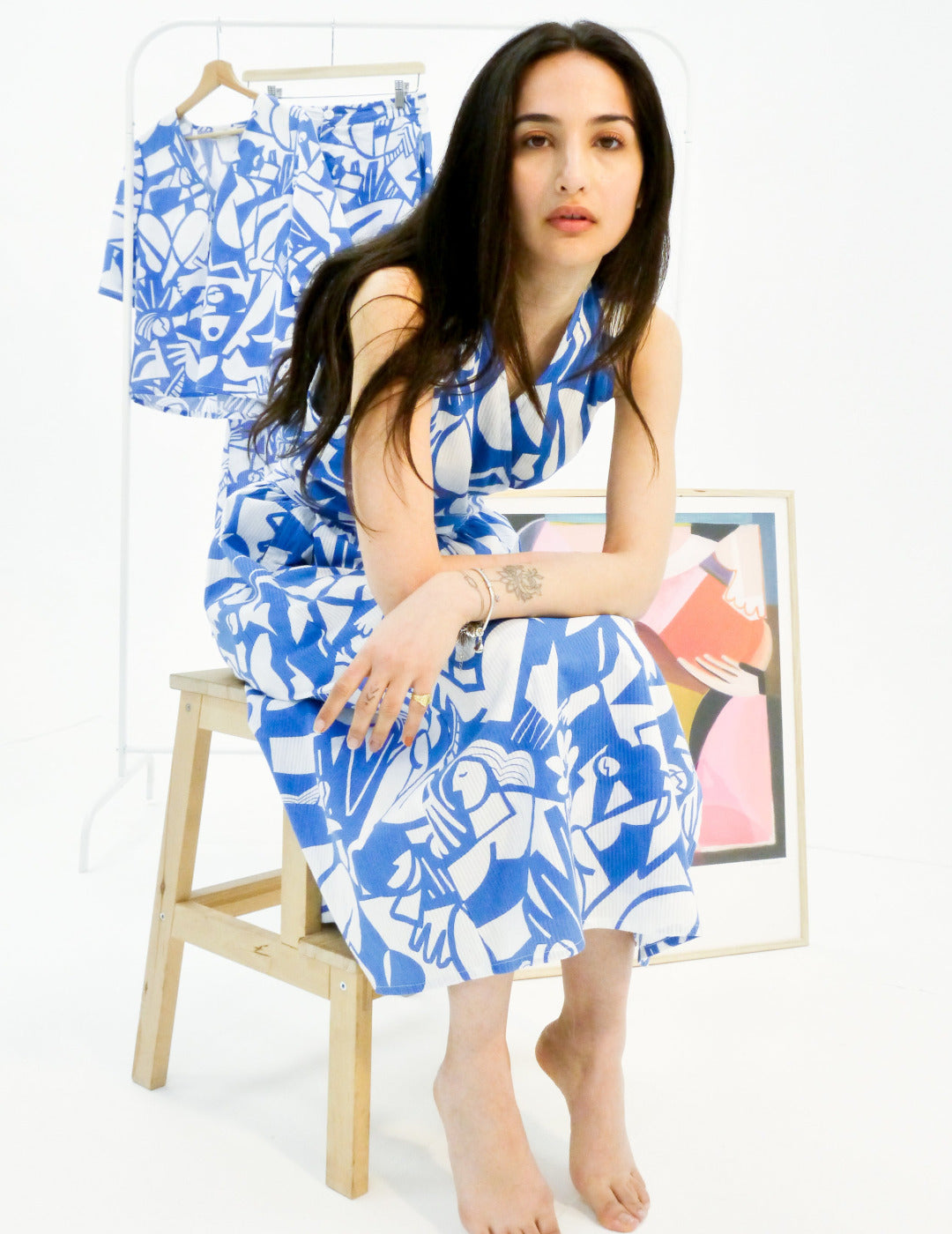 Amy Seersucker Wrap Dress - Claire Prouvost Print