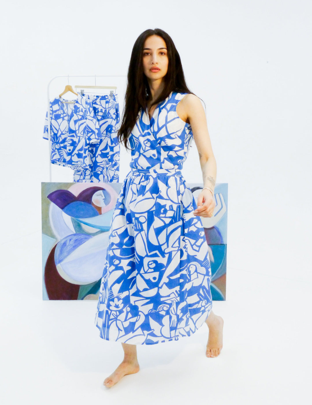 Amy Seersucker Wrap Dress - Claire Prouvost Print